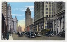 Michigan Boulevard, Looking North, Chicago postcard, 1926