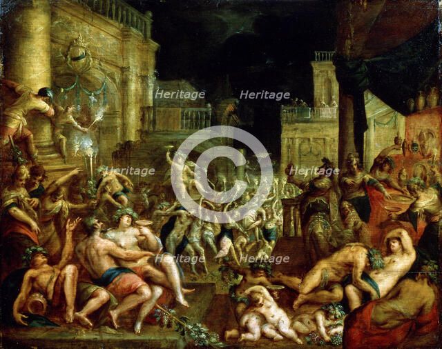 'Midas' Feast in Honour of Bacchus and Silenus'. c.16th century. Artist: Lucas van Valckenborch