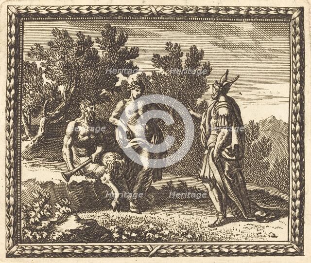 Midas with Apollo and Pan, published 1676. Creator: Jean Lepautre.