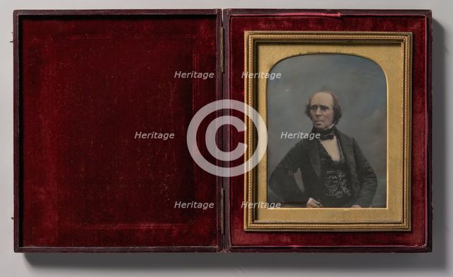 [Middle-aged Man with Glasses Holding Pocket Watch], 1844-59. Creator: Antoine Francois Jean Claudet.