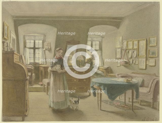 Middle-class living room, 1861. Creator: Angilbert Gobel.