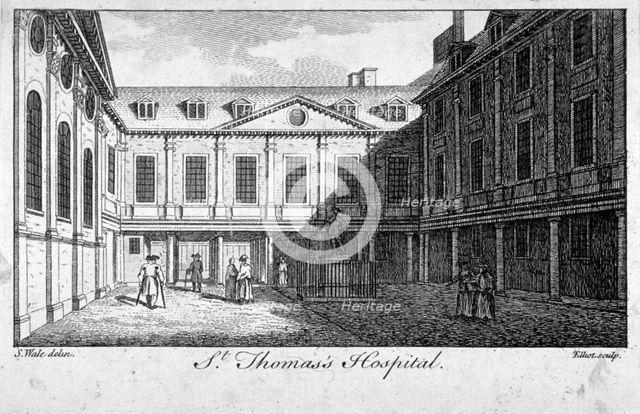 Middle court of St Thomas's Hospital, Southwark, London, c1750.            Artist: William Elliot