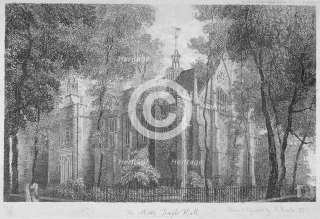 Middle Temple Hall, Middle Temple, City of London, 1798. Artist: Samuel Rawle