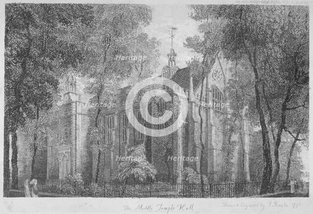 Middle Temple Hall, Middle Temple, City of London, 1798. Artist: Samuel Rawle