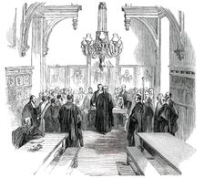 Middle Temple Hall - Mr. Serjeant Miller's Farewell, 1850. Creator: Unknown
