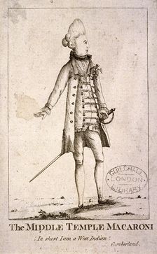 Middle Temple Macaroni c1772. Artist: Anon