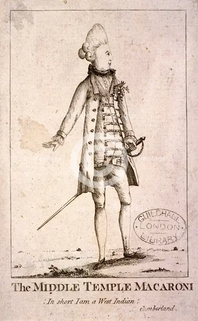 'Middle Temple Macaroni', c1772. Artist: Anon
