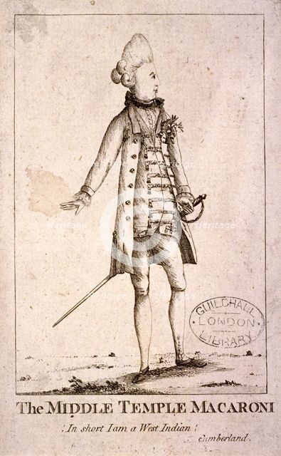 'Middle Temple Macaroni', c1772. Artist: Anon