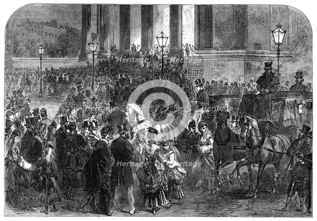 Midnight mass at the Madeleine, Paris, on Christmas Eve, 1870. Creator: Unknown.