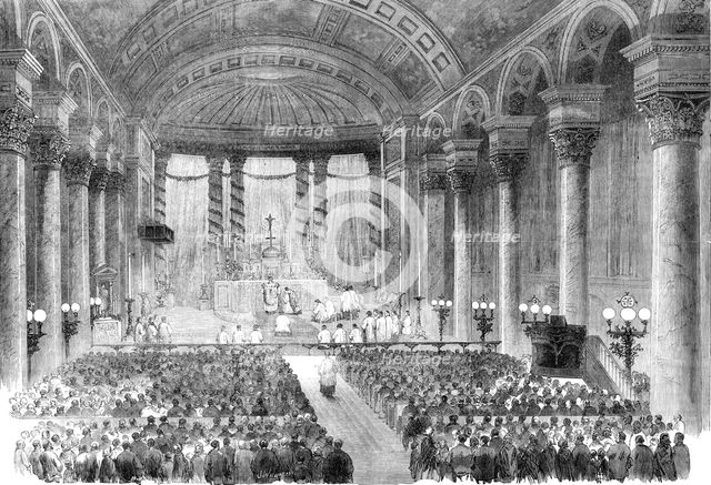 Midnight Mass at St. Mary's, Moorfields, on Christmas Eve, 1862. Creator: J. Williamson.