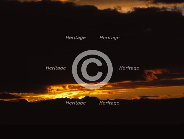 Midnight sky at Herdubreidarlindir in Summer, Iceland, 20th century. Artist: CM Dixon.