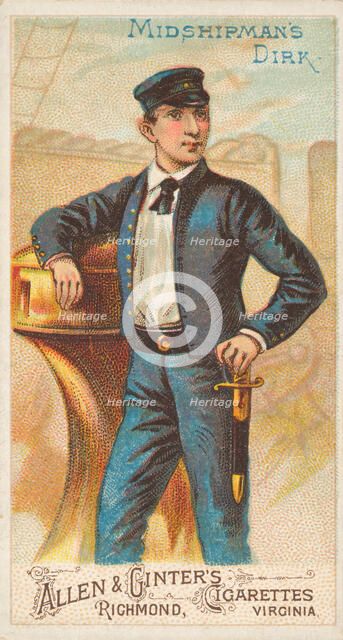 Midshipman's Dirk, from the Arms of All Nations series (N3) for Allen & Ginter Cigarettes ..., 1887. Creator: Allen & Ginter.