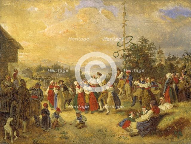 Midsummer Dance at Rättvik, 1852. Creator: Kilian Christoffer Zoll.