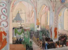 Midsummer Day Service in Lohja Church, 1899. Creator: Magnus Enckell