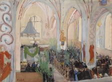 Midsummer Day Service in Lohja Church, 1899. Creator: Magnus Enckell