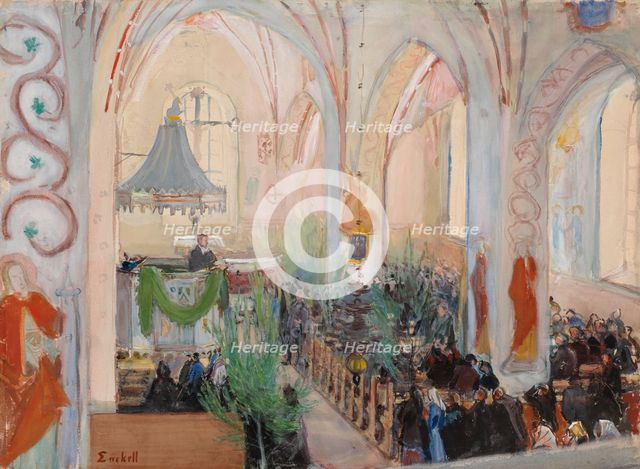 Midsummer Day Service in Lohja Church, 1899. Creator: Magnus Enckell.