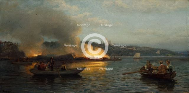 Midsummer Eve at the Oslofjord, 1898. Creator: Hans Gude.