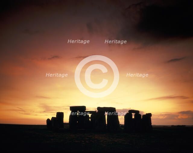 Midsummer sunset, Stonehenge, Wiltshire, 1987. Artist: John Critchley