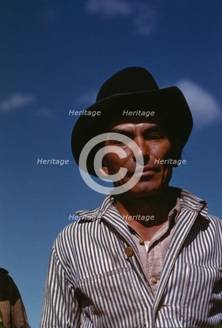 Migratory worker, FSA ... camp, Robstown, Tex., 1942. Creator: Arthur Rothstein.