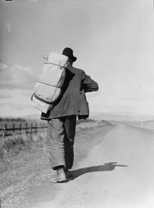 Migrant worker on California highway, 1935. Creator: Dorothea Lange