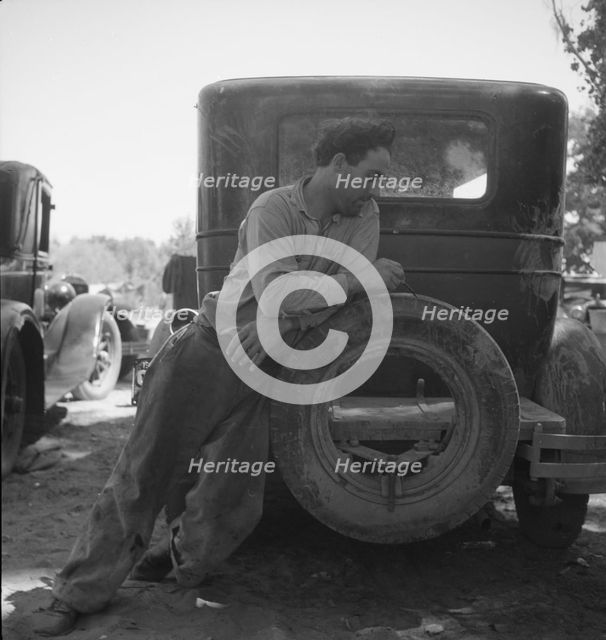 Migrant agricultural worker in Marysville migrant camp, California, 1935. Creator: Dorothea Lange.