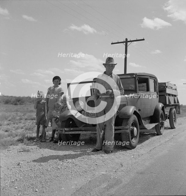 Migrant oil worker and family near Odessa, Texas, 1937. Creator: Dorothea Lange.