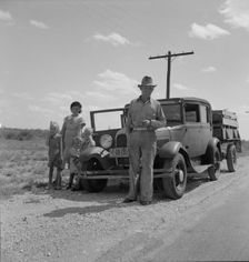 Migrant oil worker and family near Odessa, Texas, 1937. Creator: Dorothea Lange
