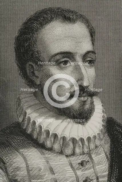 Miguel de Cervantes, (1547-1616), Spanish writer, 1856. Author of Don Quixote. Creator: Charles Geoffroy.