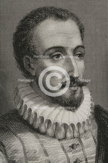 Miguel de Cervantes, (1547-1616), Spanish writer, 1856. Author of Don Quixote. Creator: Charles Geoffroy.