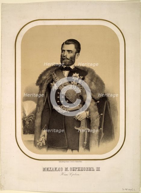 Mihailo Obrenovic III (1823-1868), Prince of Serbia, ca 1860. Artist: Anonymous  