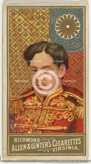 Mikado of Japan, from World's Sovereigns series (N34) for Allen & Ginter Cigarettes, 1889., 1889. Creator: Allen & Ginter.