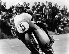 Mike Hailwood, on an MV Agusta, winner of the Isle of Man Senior TT, 1964