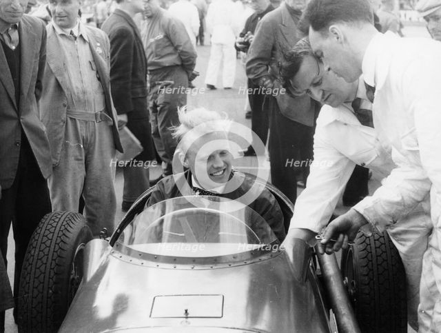 Mike Hawthorn during the International Trophy at Silverstone, Northamptonshire, 1955. Artist: Unknown