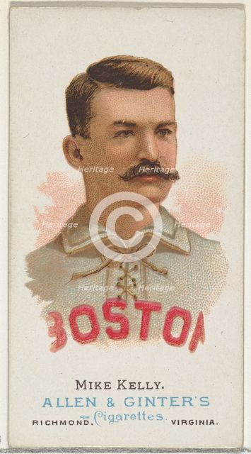 Mike "King" Kelly, Baseball Player, from World's Champions, Series 1 (N28) for Allen & Gin..., 1887. Creator: Allen & Ginter.