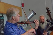 Mike Piggott, Mike Piggott’s Hot Club Trio, The Hawth, Crawley, West Sussex, 20 July 2025. Creator: Brian O'Connor