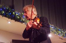 Mike Piggott, East Grinstead Jazz Club, Apron Café, Chequer Mead Theatre, West Sussex, April 2025. Creator: Brian O'Connor