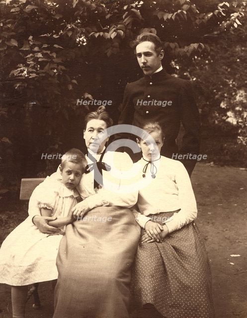 Mikhail Alekseevich Pavlov with His Mother Maria Tikhonovna and Sisters Maria and Vera, 1900. Creator: Unknown.