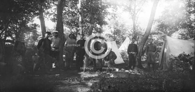 Mikhail Alekseevich Pavlov with Members of an Expedition at Base Camp, 1920-1929. Creator: Unknown.