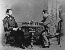 Mikhail Chigorin (1850-1908) and William Steinitz (1836-1900) in Havana, 1880, 1880. Artist: Anonymous