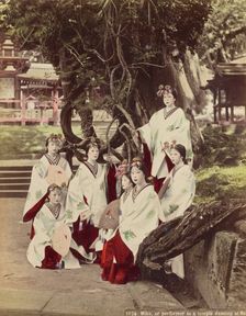 Miko, or Performing in A Temple Dancing at Nara, about 1890. Creator: Kusakabe Kimbei