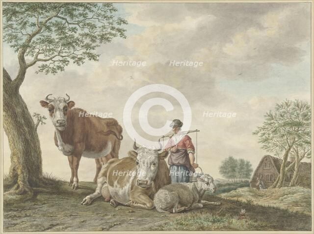 Milkmaid, 1793. Creator: Abraham Delfos.