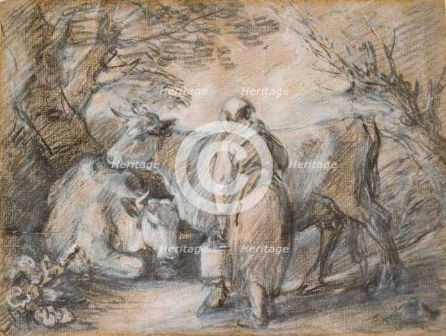 Milkmaid with two cows, mid 18th century. Artist: Thomas Gainsborough.