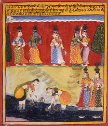Milkmaids on the Riverbank, Folio from a Rasikapriya (The Connoisseur's Delights), c1650. Creator: Unknown