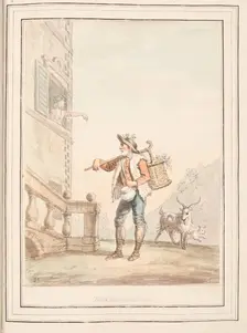 Milkman of Rome, leaf from A Collection of Dresses by David Allan Mostly from Nature 1776. Creator: David Allan