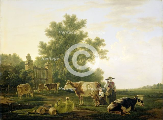 Milking Time, 1800-1815. Creator: Jacob van Strij.