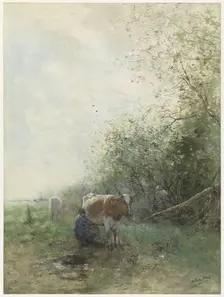 Milking time, 1844-1910. Creator: Willem Maris