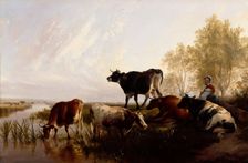 Milking Time in the Meadows, 1869. Creator: Thomas Sidney Cooper