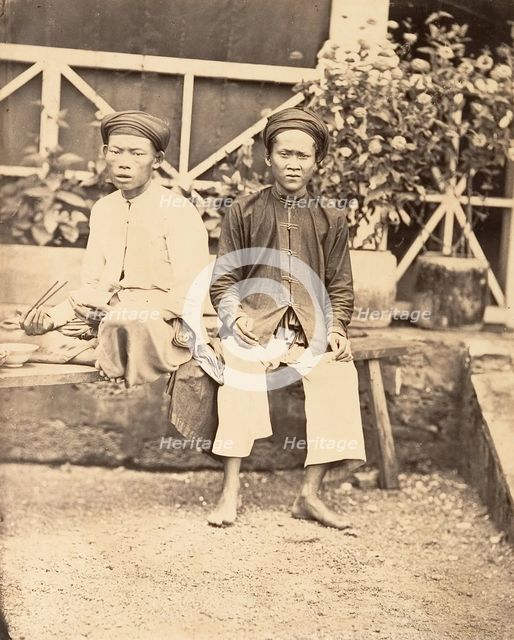 Miliciens mangeant le riz, Cochinchine, 1866. Creator: Emile Gsell.