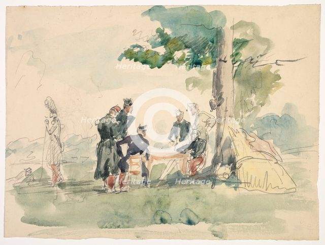 Militaires sous un arbre (Soldiers under a Tree). Creator: Isidore Pils (French, 1813/15-1875).