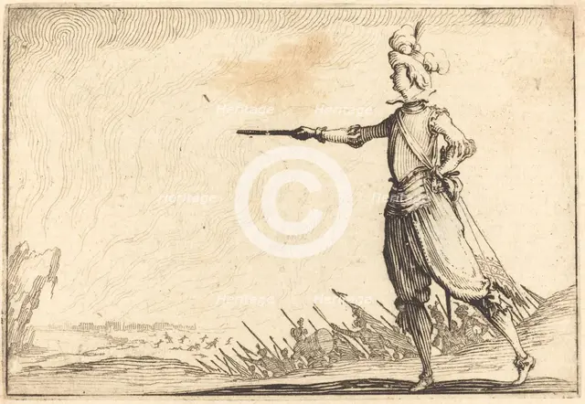 Military Commander on Foot, c. 1617. Creator: Jacques Callot.